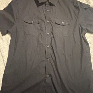 M Collection By Michael Strahan Men's Black Short-Sleeve Button-Up Shirt size XL